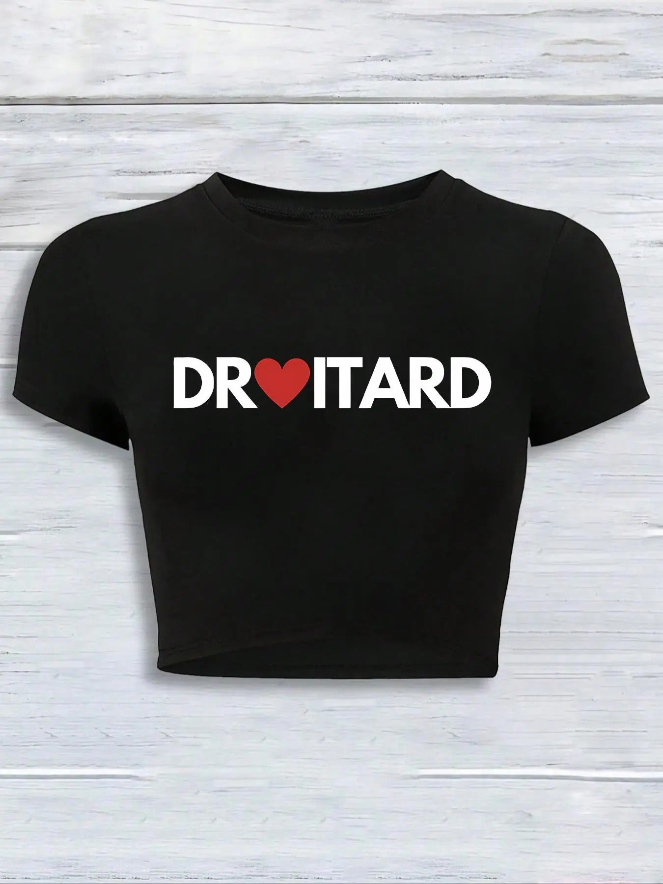 Women's Letter Print Round Neck Crop Tee, Casual Short Sleeve Crew Neck T-shirt for Summer, Fashion Women's Top for Daily Wearstyle{n002}2