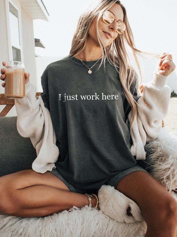 Women's Letter Print Round Neck Tee, Casual Short Sleeve Crew Neck T-shirt for Summer, Fashion Women's Top for Daily Wearstyle{n002}13