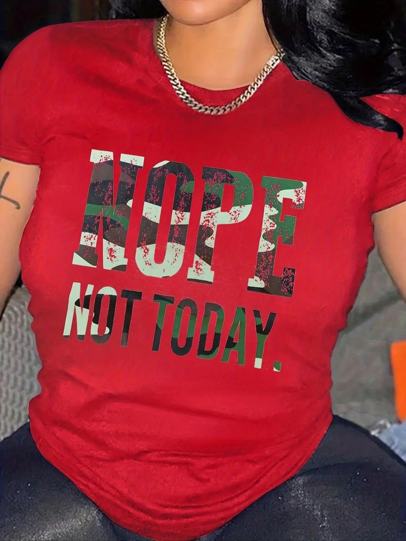 Women's Letter Print Round Neck Tee, Fashion Casual Crew Neck Short Sleeve T-Shirt for Daily Holiday Vacation Outdoor Wear, Ladies Clothes for Summerstyle{n002}3