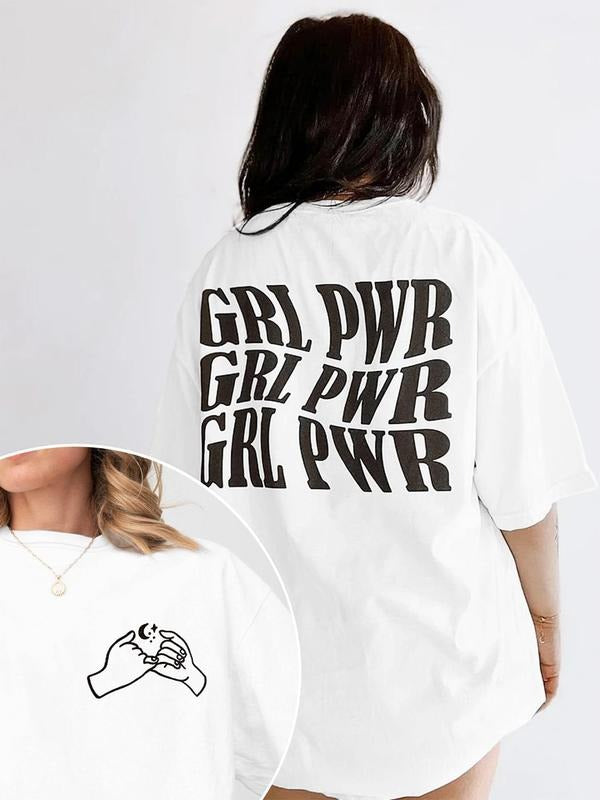 Women's Letter Print Round Neck Tee, Fashion Casual Crew Neck T-Shirt for Daily Holiday Vacation Outdoor Wear, Ladies Clothes for Summer, Tops