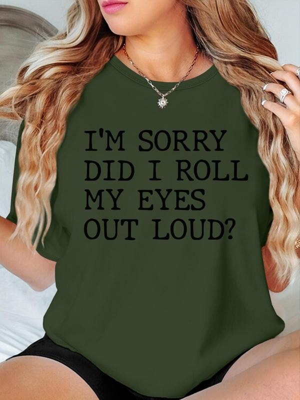 Women's Letter Print Round Neck Tee, Fashion Casual Crew Neck T-Shirt for Daily Holiday Vacation Outdoor Wear, Ladies Clothes for Summerstyle{n002}13