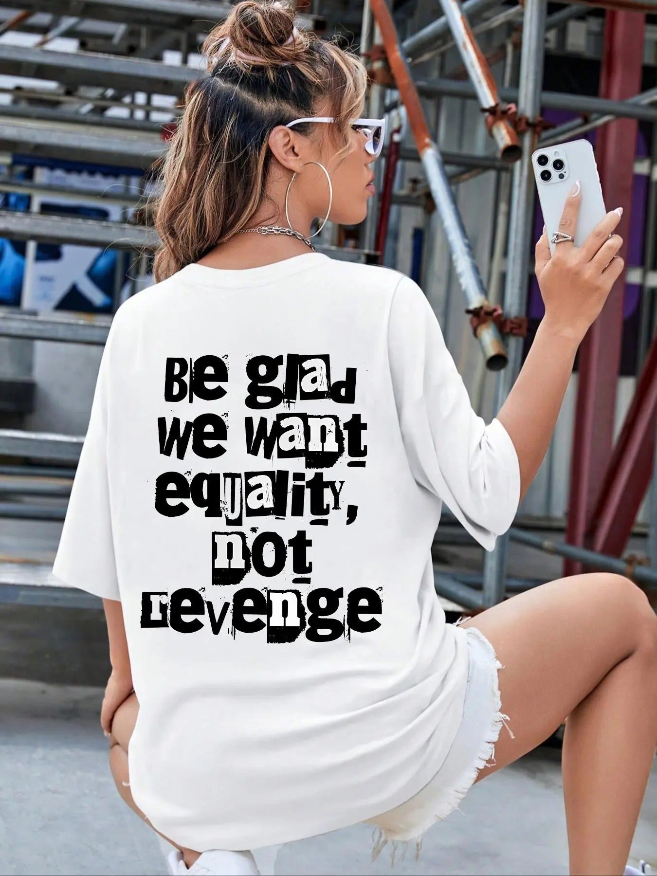 Women's Letter Print Round Neck Tee, Fashion Casual Crew Neck T-shirt for Daily Holiday Vacation Outdoor Wear, Ladies Clothes for Summerstyle{n002}4