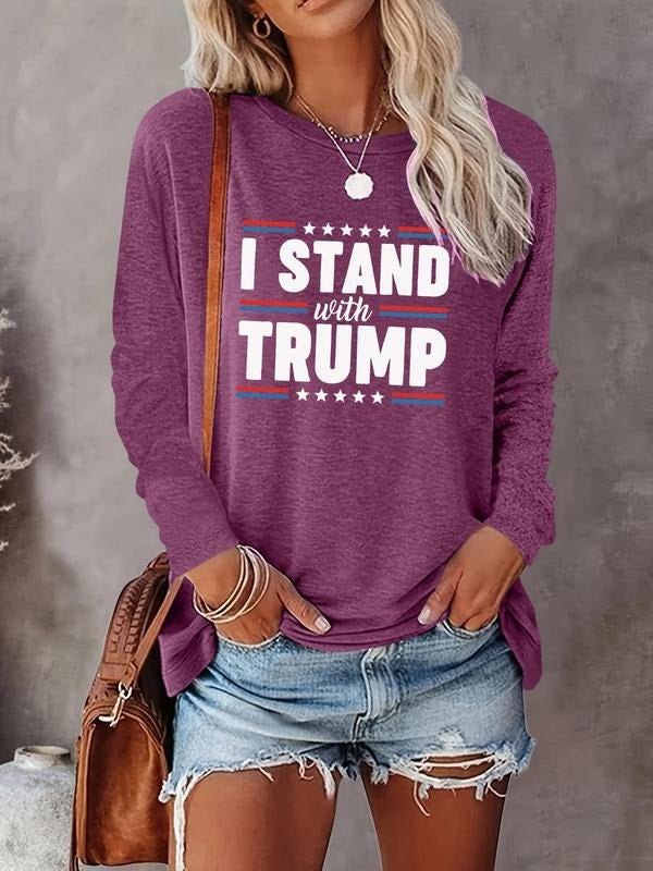 Women's Letter Print Round Neck Tee, Fashion Casual Crew Neck T-shirt for Daily Holiday Vacation Outdoor Wear, Women Tops for All Seasons