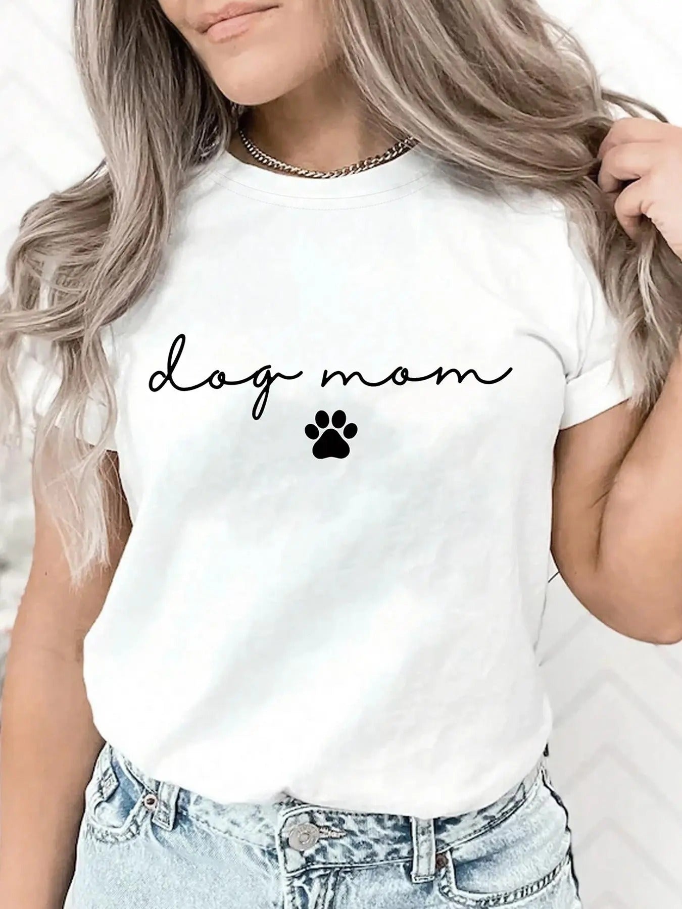 Women's Letter Print Round Neck Tee, Vintage Trendy Casual Short Sleeve T-shirt for Daily Wear, Ladies All Seasons Clothing