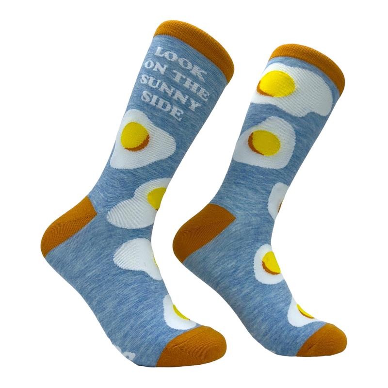 Women's Look On The Sunny Side Socks Funny Breakfast Eggs Joke Footwear Funny Graphic Socks Comfortable Fitted Spandex...