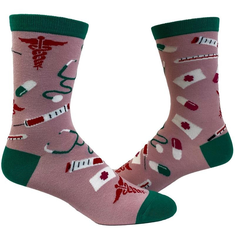 Women's Nurse Socks Cute Funny Hospital Worker Essential Graphic Novelty Footwear Funny Graphic Socks Comfortable Fitted Spandex Cotton