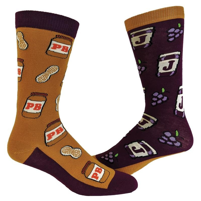 Women's Peanut Butter And Jelly Socks Funny Lunch Jam Sandwich Graphic Novelty Vintage Footwear Funny Graphic Socks Comfortable Fitted Spandex Cotton
