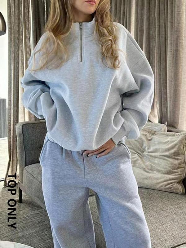 Women's Plain Drop Shoulder Pullover, Casual Long Sleeve Sweatshirt for Fall & Winter, Women's Clothes for Daily Wear