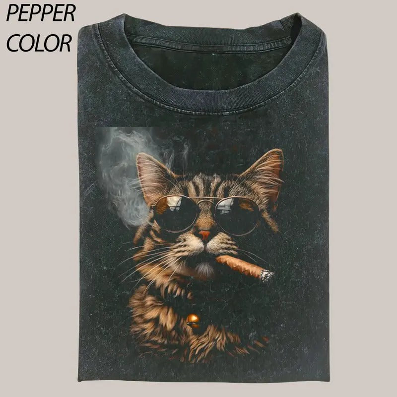 Women's Polka Dot Bunny Casual Print T-Shirt T-Shirt, Cat Gangter Vintage Graphic Tee, Funny Cat Shirt, Women's T-shirts...