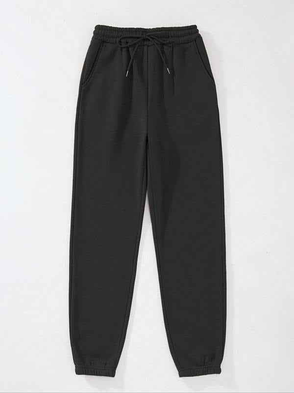 Women's Solid Drawstring Waist Pocket Sweatpants, Casual Elastic Waist Jogger Pants for Daily Wear Outdoor Sports, Women Trousers for Spring Fall