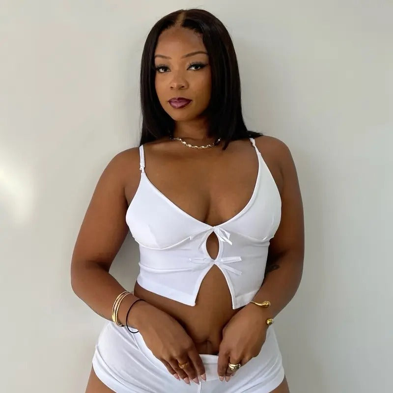 Women's Strappy Bowed Crop Top - Tops, Womenswear