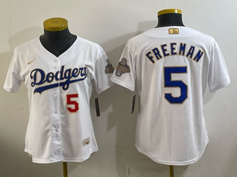 Women Los Angeles Dodgers #5 Freddie Freeman Dodgers Platinum Edition Women Youth