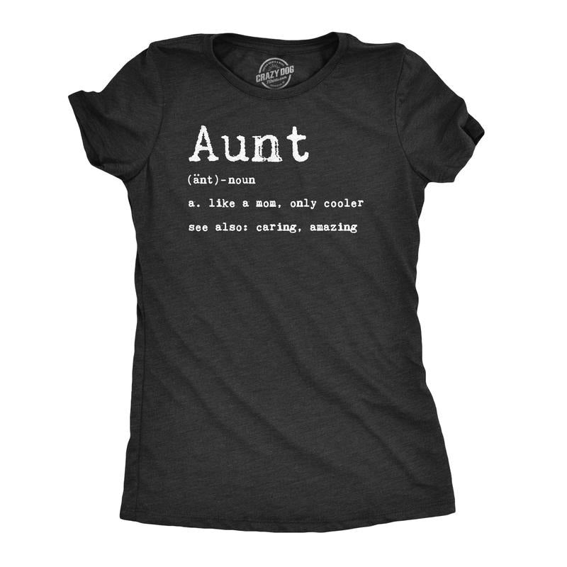 Womens Aunt Definition T shirt Funny Family Sister Gift for Auntie Graphic Tee Funny Womens T Shirts Cute Slimming Top Comfortable Soft Black