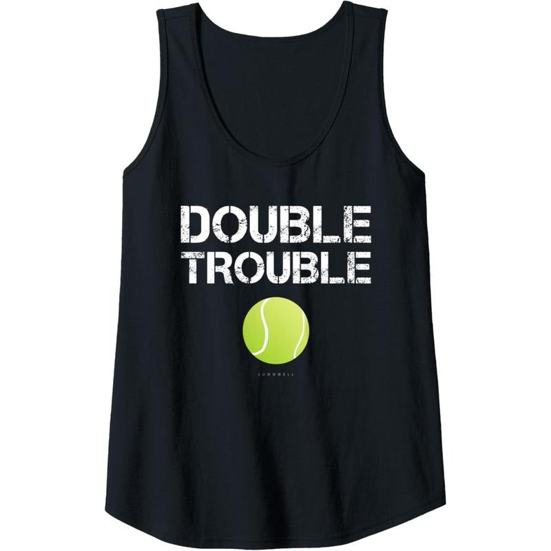 Womens Double Trouble Tanks - Funny Tennis Team Gift Tank Top Made in USA T-Shirts, Hoodie, Sweatshirt | WearSparks.com