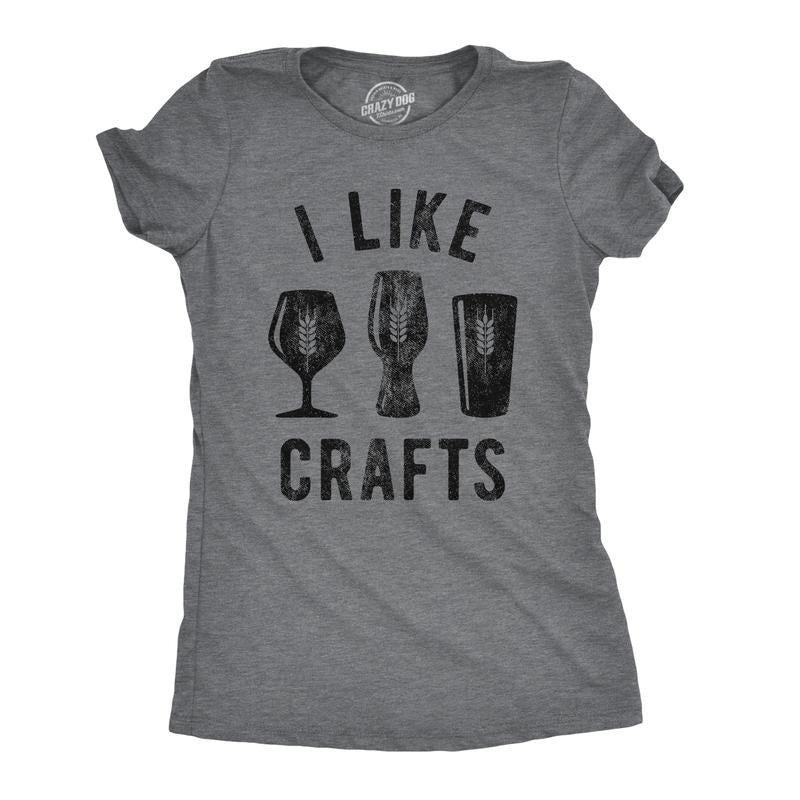 Womens I Like Crafts T shirt Funny Beer Lover Brewer Drinking Party for Her Tee Funny Womens T Shirts Cute Slimming Top Comfortable Dark Grey