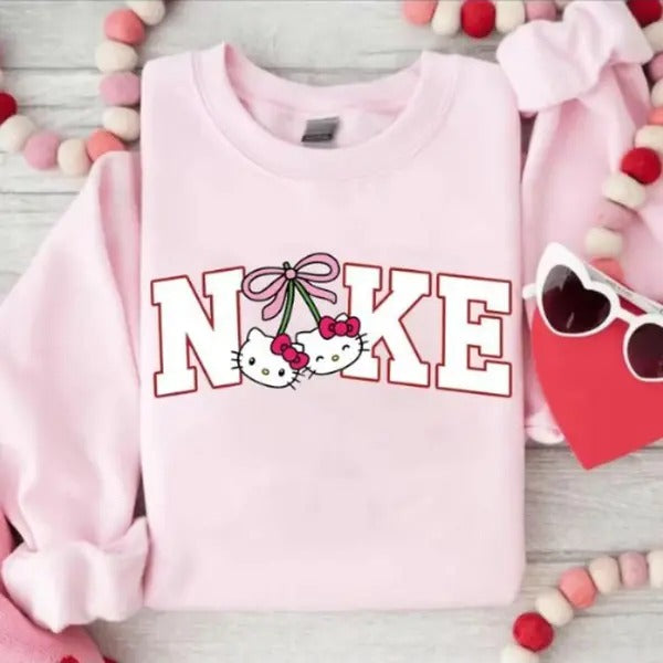 Wonmen's Pink Hello Bow Pollover Sweater, cute Vintage Sweatshirt for her Birthday, High-Quality Printed, Classic Fit...