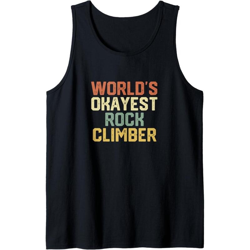 World Okayest Rock Climber Funny Rock Climbing Tank Top Made in USA