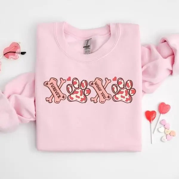 XOXO Paw Shirt, Dog Valentine day sweatshirt gift, Valentine's Day Gift, Valentine Shirt Women, Gift Tee Dog Owner, Animal Lover Sweatshirt