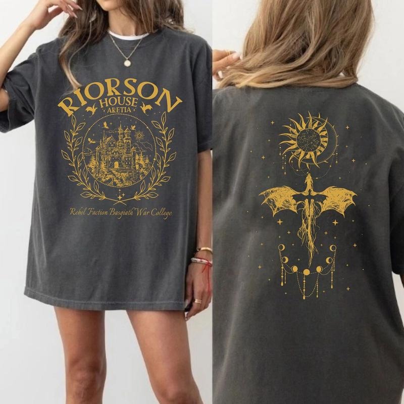 Xaden Riorson House 2-Sided Shirt, Iron Flame TShirt, Fourth Wing Shirt, Dragon Rider Bookish, Basgiath War College,...