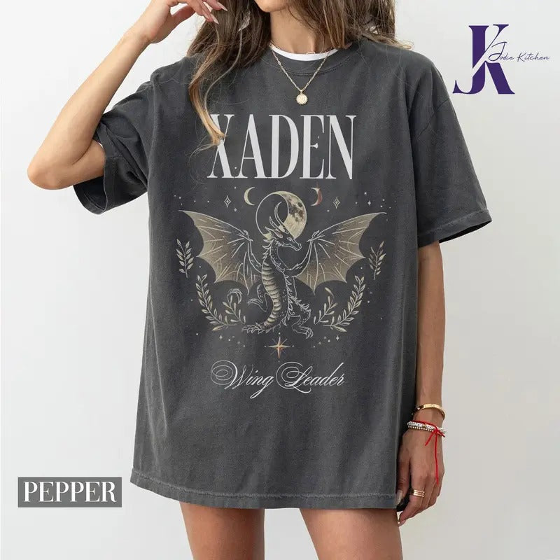 Xaden Riorson Wing Leader T-Shirt Comfort Colors, Xaden Fourth Wing Shirt, Fourth Wing Iron Flame Onyx Storm, Fantasy...