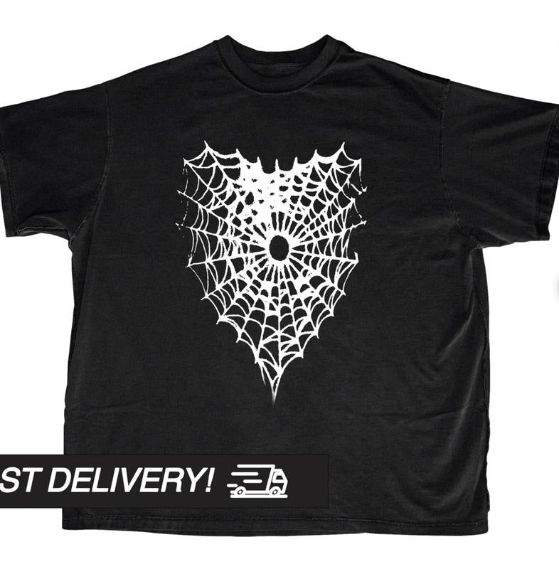 Y2k Shirt Spider Web, Harajuku Goth Punk T-Shirt,Alternative Clothing, Y2k Graphic Shirt, Grunge Alt T-Shirts Menswear Top