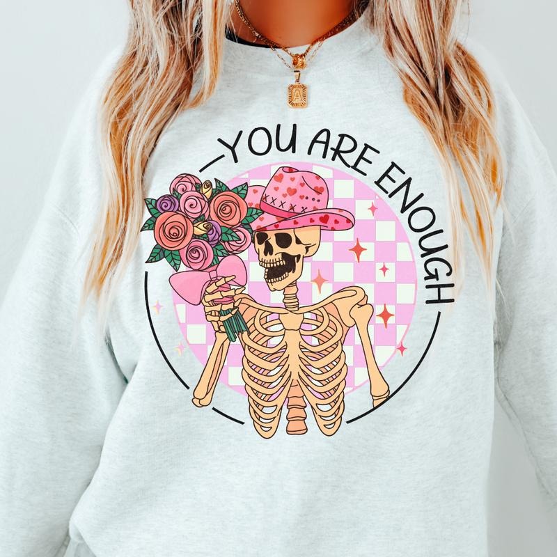 YOU ARE ENOUGH CREWNECK (Crewneck Sweatshirt, Unisex Fit, Casual Sweatshirt ) Cotton Womenswear