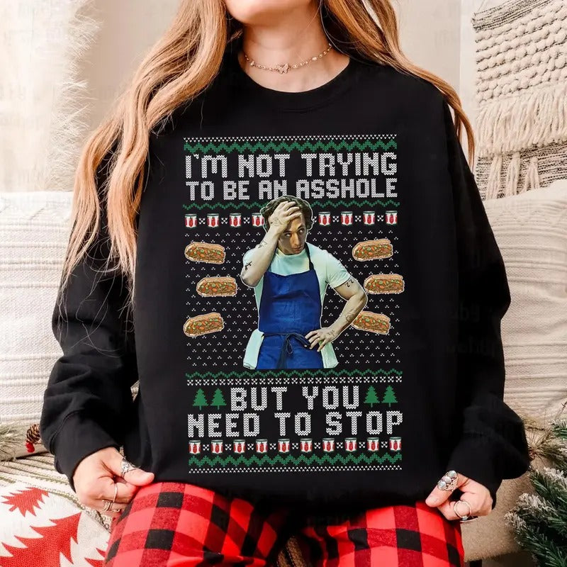 Yes Chef Carmy Ugly Christmas Sweater, Jeremy Allen White Funny Christmas Sweatshirt, Holiday Funny Shirt, Gift For Movies Lovers, Christmas Gifts
