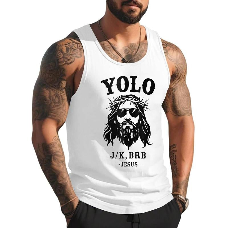 Yolo jk brb jesus for religious christian easter Unisex Tank Top, Cotton, Size S-3XL