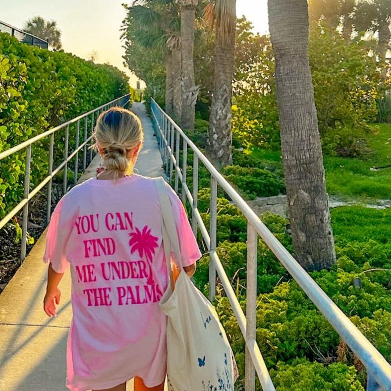 You Can Find Me Under The Palms Shirt, More Beach Days Shell Shirt, Summer Vacation Shirt, Beachy Tshirt, Trendy Shirt, Preppy Clothes, Oversized Tee, Indie Retro, Beach Aesthetic Shirt Casual Oversized Cotton Shirt for the Beach Comfort Fabric