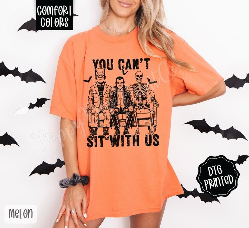 You Can't Sit With Us Shirt Comfort Colors, Trendy Halloween Tshirt