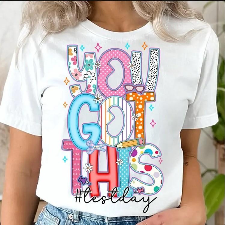 You Got This Test Day Teacher graphic tee, Don't Stress Do Your Best shirt Cotton Fabric Top Summer Tshirt