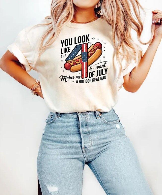 You Look Like The 4th Of July T-shirt, Funny 4th July Shirt, Hot Dog Lover Shirt Hoodie, Sweatshirt | WearSparks.com