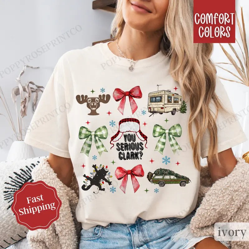 You Serious Clark Shirt Comfort Colors, Funny Christmas Shirt, Women's Holiday Tshirt
