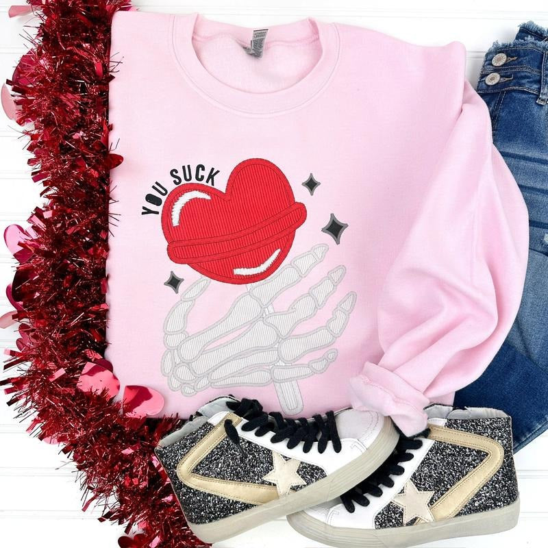 You Suck Skeleton Gildan Sweatshirt