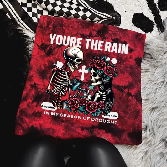 'You're the Rain in My Season of Drought' Red & Black Tie Dye T Shirt Pullover , Alt, Grunge, Streetwear, Sarcastic, Punk, Cotton, Casual, Comfort