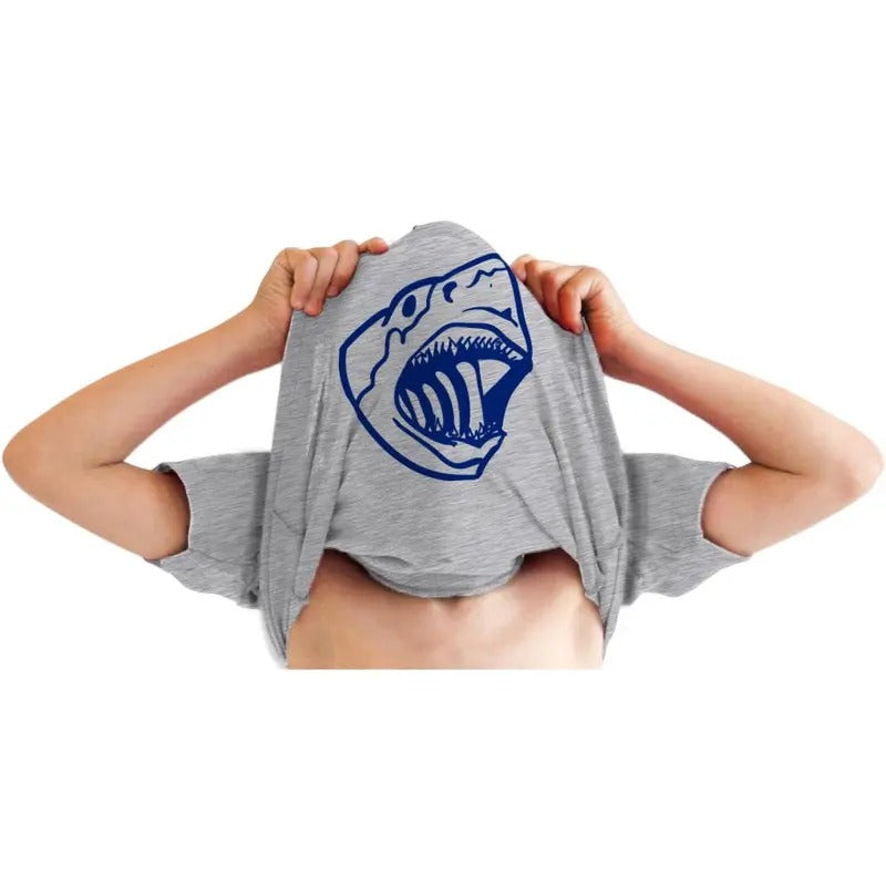 Youth Ask Me Why Im Jawsome Cool Movie Great White Shark Shirt Costume for Kids Funny T Shirts Shark Tops for Kids Funny Movie Short Sleeve Novelty Tees for Kids Light Grey