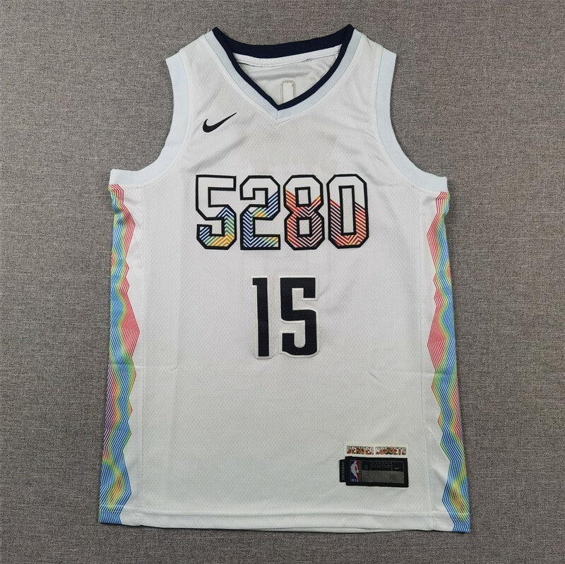 Youth Denver Nuggets #15 Nikola Jokic Youth 25 Nuggets 15 # Nikola - Jokic White City Edition Style 2