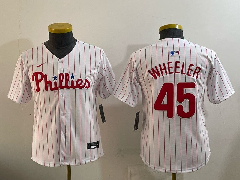 Youth Philadelphia Phillies #45 Zack Wheeler Phillies Youth Style 2
