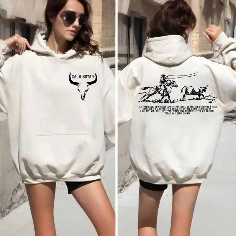 ZB Western 2 Sides Hoodie, Country Music Concert Outfit, Fan Merch, Bryaan Inspired Tee, Unisex Long Sleeve Pullover Hoodie Shirt