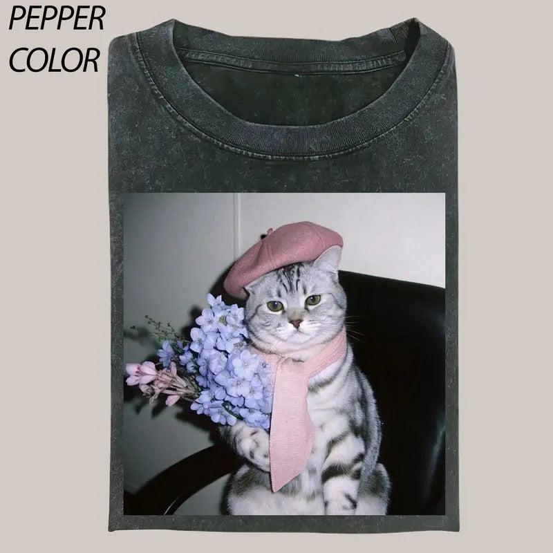 Zodiac Valentines Cats T-Shirt, Cute Cat Shirt, Cat Love Vintage Graphic Tee, Funny Cat Shirt, Women's T-shirts Streetwear Top Cotton