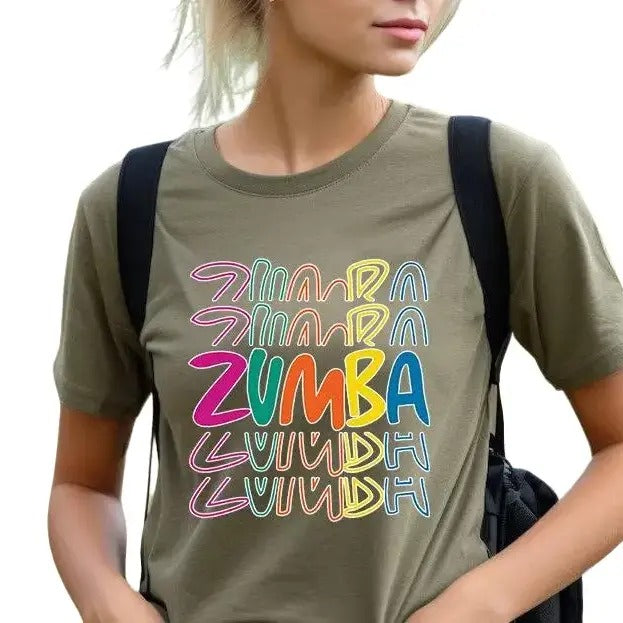 Zumba Tee - Unisex Short Sleeve T-Shirt with Colorful Saying Design, Comfortable Fit, Perfect for Fitness and Dance Activities Womenswear Summer Crewneck