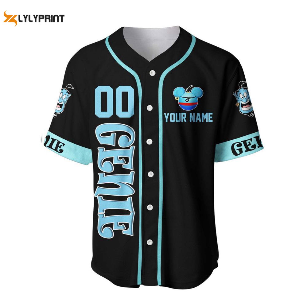 Aladdin Genie Black Blue Disney Unisex Cartoon Custom Baseball Jersey - lylyprint.com