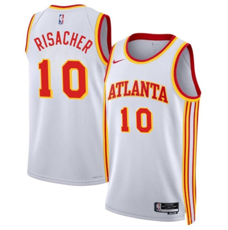 atlanta hawks #10 zaccharie risacher white 2024 draft association edition stitched