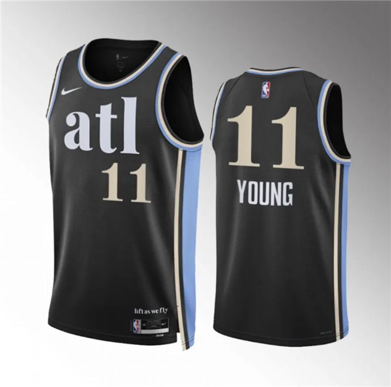 atlanta hawks #11 trae young 2023 24 black city edition stitched basketball jersey