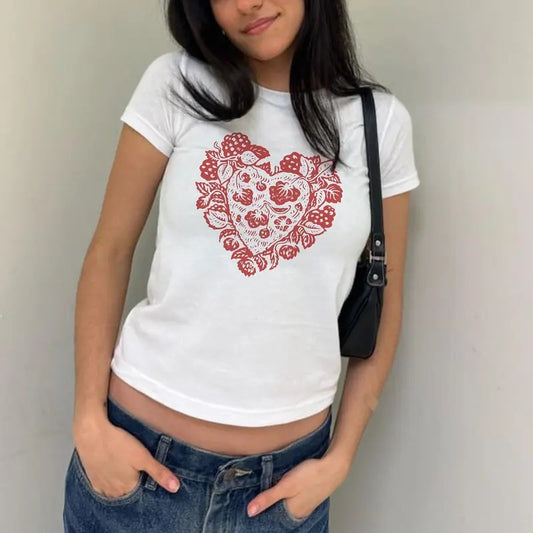 baby tee fruit baby tee vintage graphic baby tee Y2k baby tee graphic shirt for women trendy streetwear graphic fruit shirt