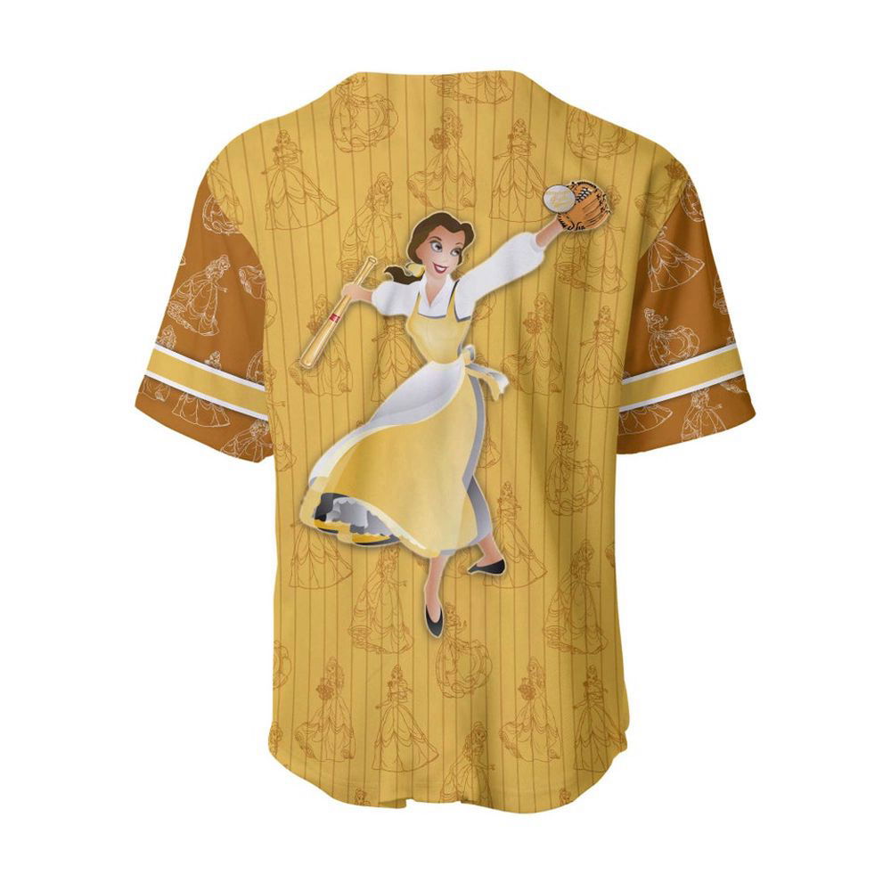 Belle Princess Beauty Yellow Patterns Disney Unisex Cartoon Custom Baseball Jersey - lylyprint.com