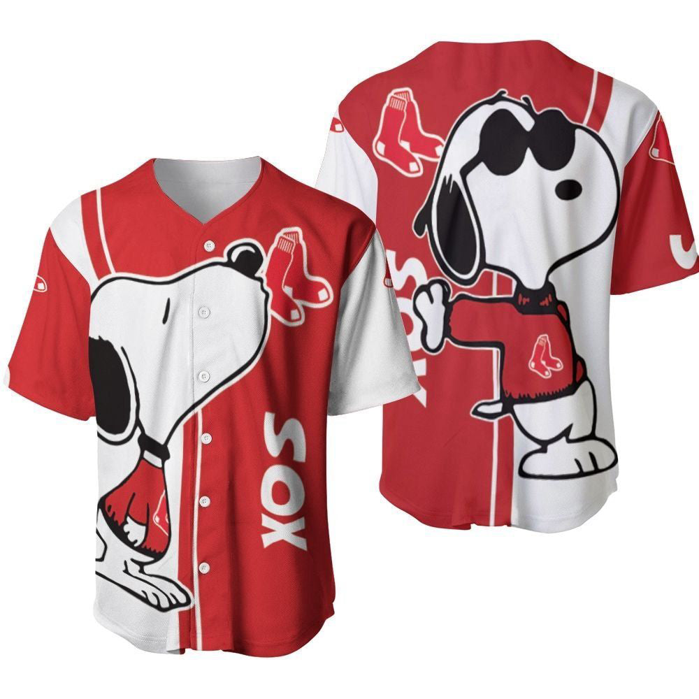 Boston Red Sox Snoopy Lover Printed Baseball Jersey Gift for Men Dad - Gift for Women Men - Bafud