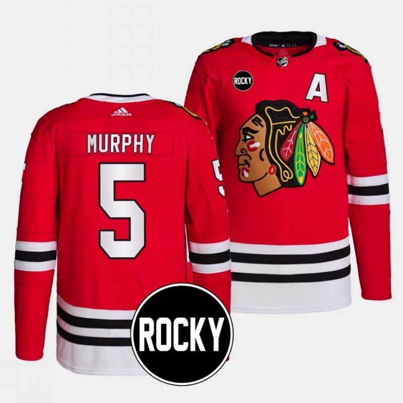 chicago blackhawks #5 connor murphy 2023-24 authentic home red rocky patch jersey