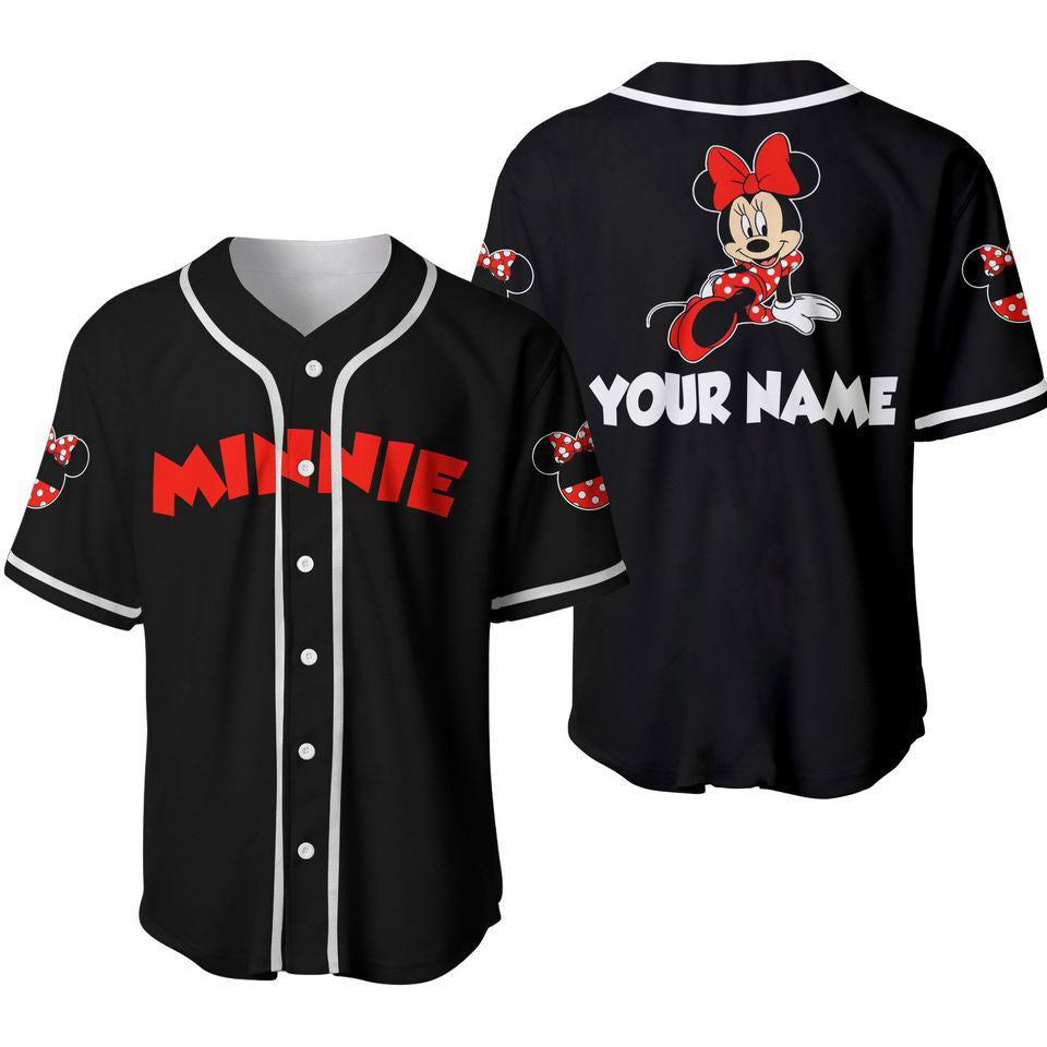 Chilling Minnie Mouse Black,Custom Baseball Jersey Personalized Shirt - lylyprint.com