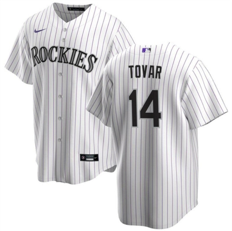 colorado rockies #14 ezequiel tovar white cool base stitched baseball jersey Style 2